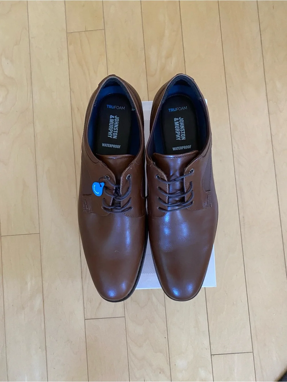 Johnston & Murphy Holcomb Waterproof Leather Brown Plain Toe Derby Shoes